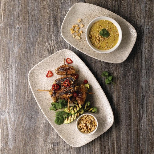 Churchill Raku Oblong Chef Plates Agate Grey 202 x 261mm