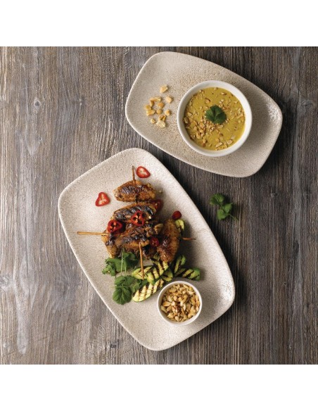 Churchill Raku Oblong Chef Plates Agate Grey 202 x 261mm