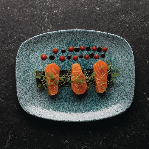 Churchill Raku Oblong Chef Plates Jade Green 157 x 237mm