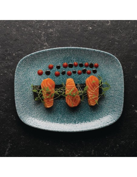 Churchill Raku Oblong Chef Plates Jade Green 157 x 237mm