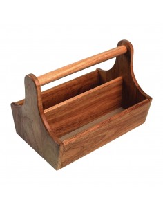 Acacia Wood Condiment Basket with Handle