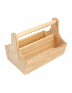 Hevea Wood Condiment Basket with Handle