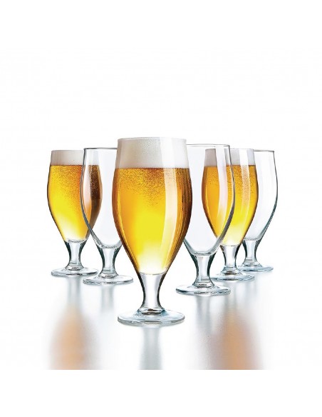 Arcoroc Cervoise Nucleated Stemmed Beer Glasses 320ml CE Marked at 284ml