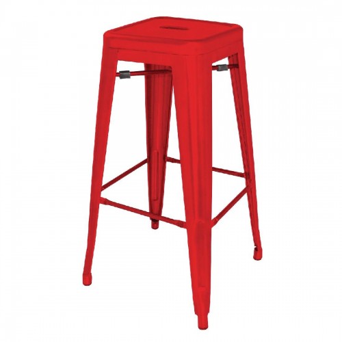 Bolero Bistro Steel High Stool Red (Pack of 4)