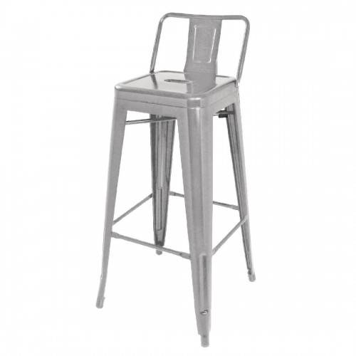 Bolero Bistro Galvanised Steel High Stool with Backrest (Pack of 4)