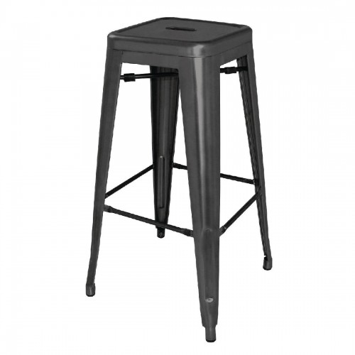 Bolero DL881 Black Steel Bistro High Stool Pack of 4