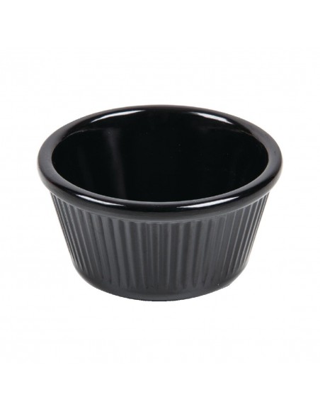Kristallon Melamine Fluted Ramekins Black 76mm