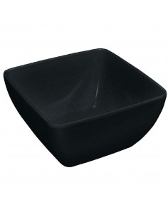 Curved Black Melamine Bowl 8in