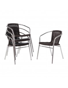 Bolero Aluminium & Wicker Chair Black (Pack of 4)