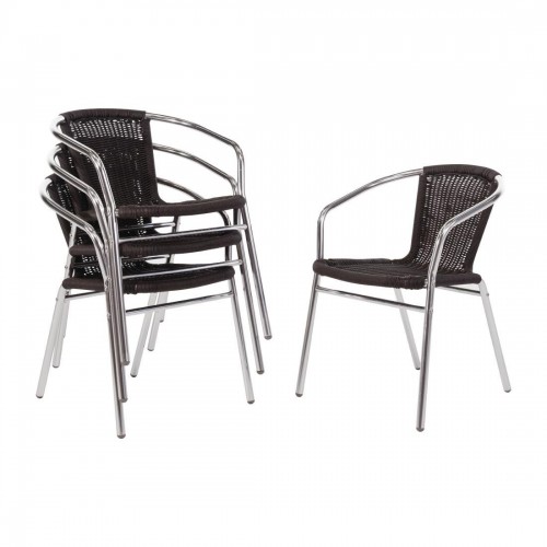 Bolero Aluminium & Wicker Chair Black (Pack of 4)