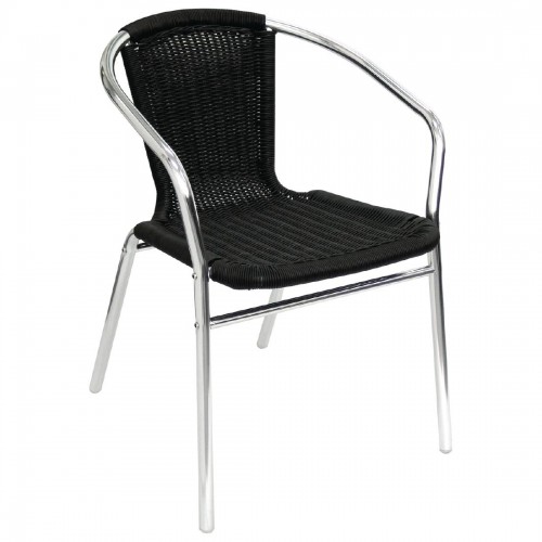 Bolero Aluminium & Wicker Chair Black (Pack of 4)