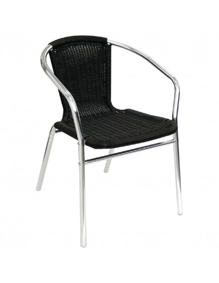 Bolero Aluminium & Wicker Chair Black (Pack of 4)