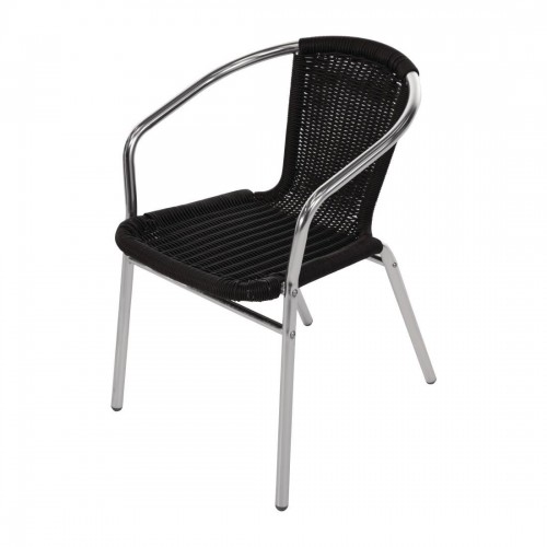 Bolero Aluminium & Wicker Chair Black (Pack of 4)