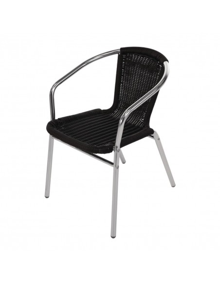 Bolero Aluminium & Wicker Chair Black (Pack of 4)
