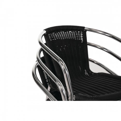 Bolero Aluminium & Wicker Chair Black (Pack of 4)
