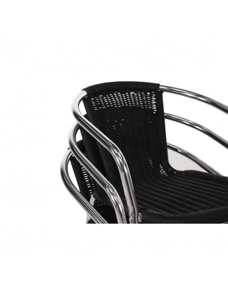Bolero Aluminium & Wicker Chair Black (Pack of 4)