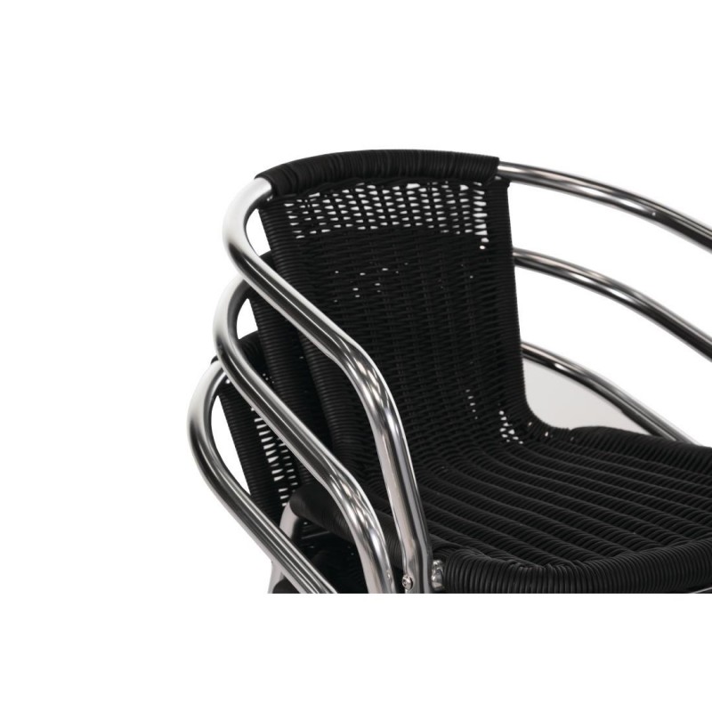 Bolero U507 Wicker Chair Black Aluminium Pack of 4 