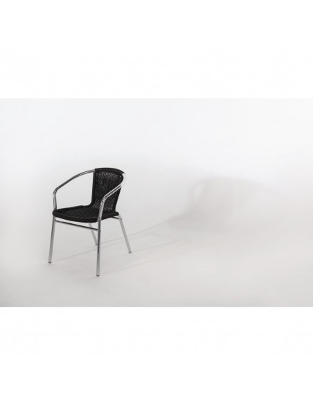 Bolero Aluminium & Wicker Chair Black (Pack of 4)