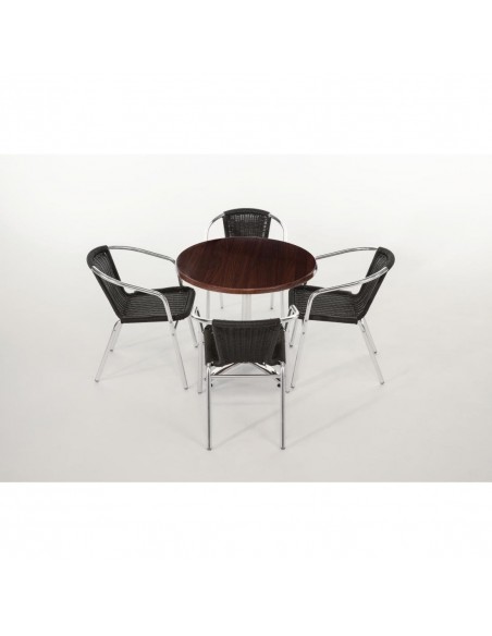 Bolero Aluminium & Wicker Chair Black (Pack of 4)