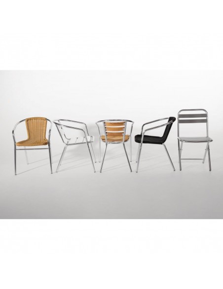 Bolero Aluminium & Wicker Chair Black (Pack of 4)