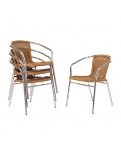 Bolero Aluminium & Wicker Chair Natural (Pack of 4)