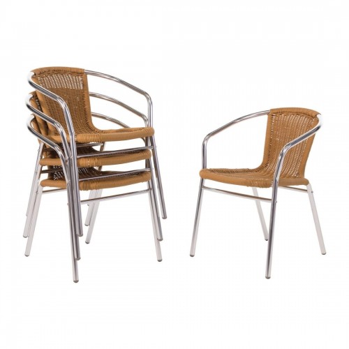 Bolero Aluminium & Wicker Chair Natural (Pack of 4)