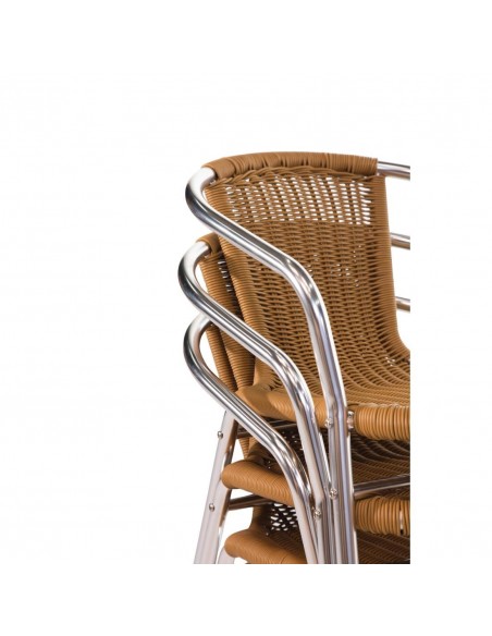 Bolero Aluminium & Wicker Chair Natural (Pack of 4)