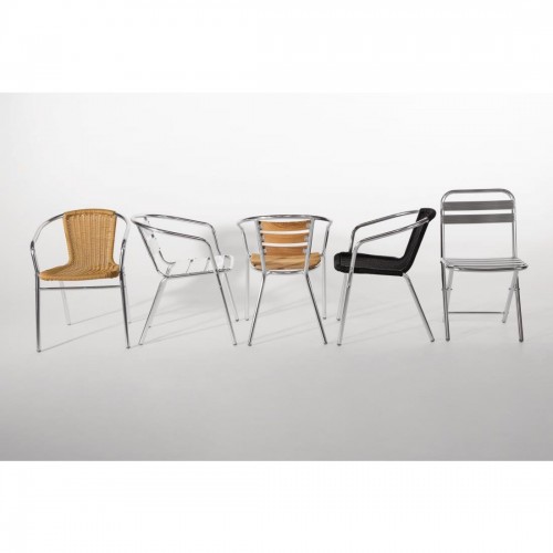 Bolero Aluminium & Wicker Chair Natural (Pack of 4)