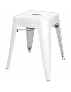 White Steel Bistro Low Stool (Pack of 4)
