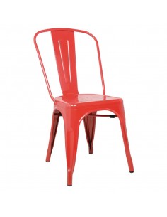 Bolero Bistro Steel Side Chair Red (Pack of 4)