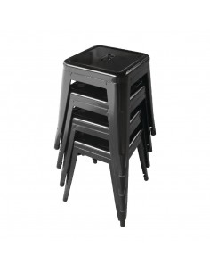 Bolero Bistro Steel Low Stool Black (Pack Of 4) 2