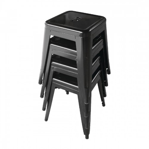 Bolero Bistro SteelÂ Low Stool Black (Pack Of 4)