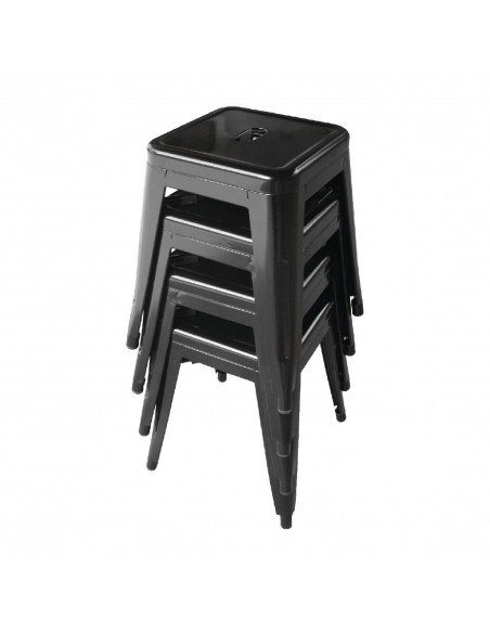 Bolero Bistro SteelÂ Low Stool Black (Pack Of 4)