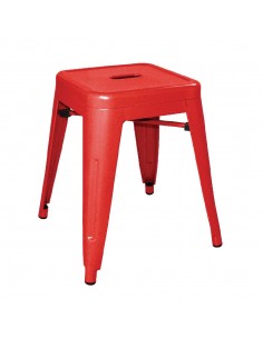 Bolero DL870 Red Steel Bistro Low Stool Pack of 4