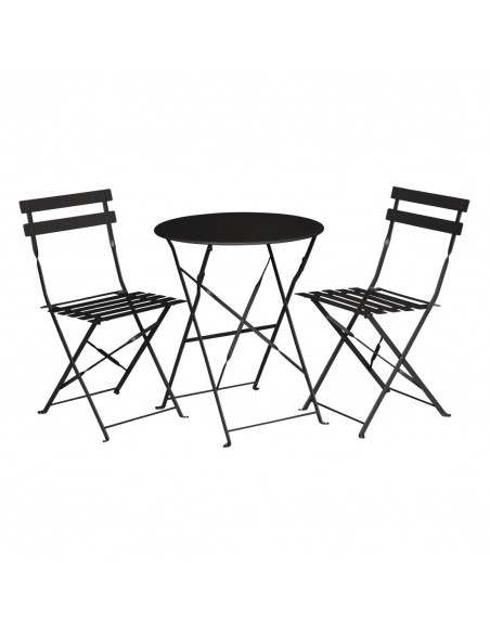 Bolero Black Pavement Style Steel Chairs (Pack of 2)