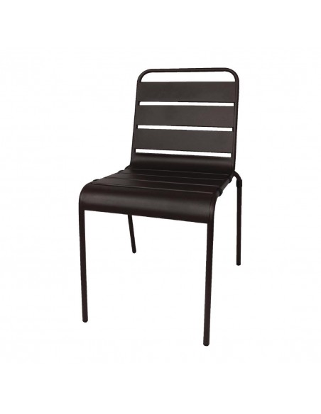 Bolero Black Slatted Steel Sidechair (Pack of 4)