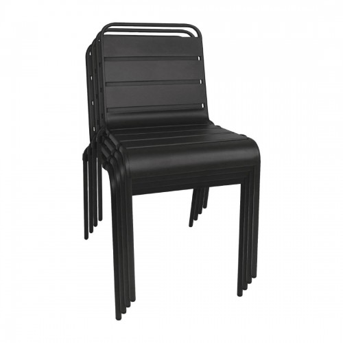 Bolero Black Slatted Steel Sidechair (Pack of 4)