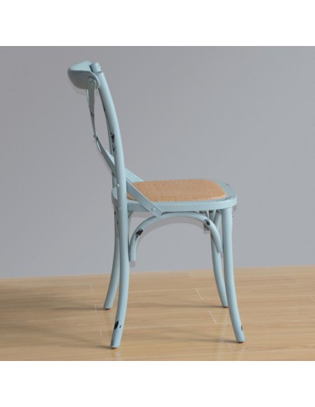 Bolero Blue Wooden Dining Chairs with Backrest (Pack of 2)