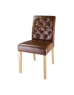 Bolero Chiswick Button Dining Chairs Tan Leather (Pack of 2)