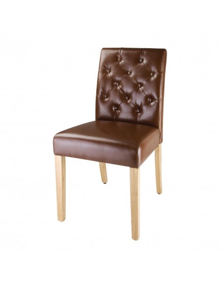 Bolero Chiswick Button Dining Chairs Tan Leather (Pack of 2)