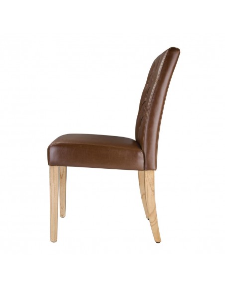 Bolero Chiswick Button Dining Chairs Tan Leather (Pack of 2)