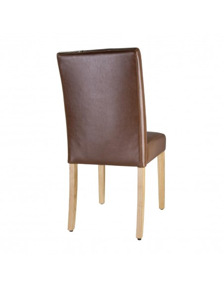 Bolero Chiswick Button Dining Chairs Tan Leather (Pack of 2)