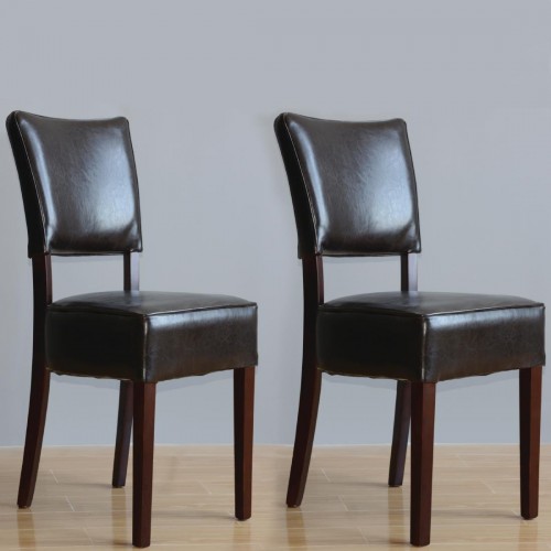 Bolero Chunky Faux Leather Chair Dark Brown (Pack of 2)