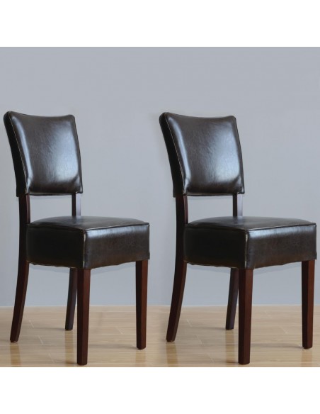 Bolero Chunky Faux Leather Chair Dark Brown (Pack of 2)