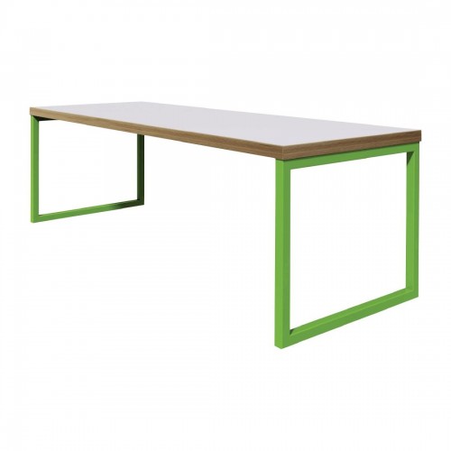 Bolero Dining Table White with Green Frame 6ft - DM651