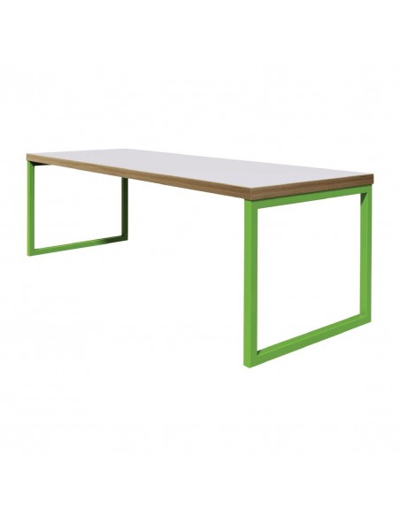 Bolero Dining Table White with Green Frame 6ft - DM651
