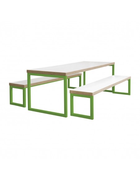 Bolero Dining Table White with Green Frame 6ft - DM651