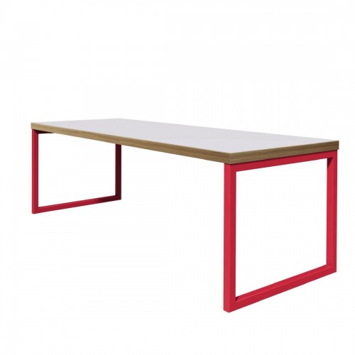 Bolero Dining Table White with Red Frame 4ft - DM668