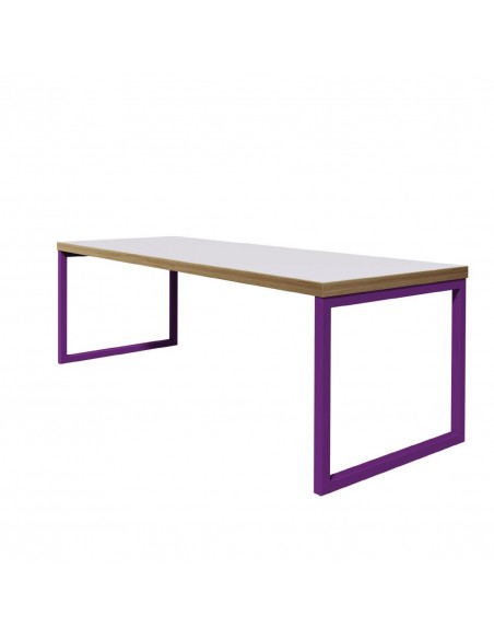 Bolero Dining Table White with Violet Frame 4ft - DM662
