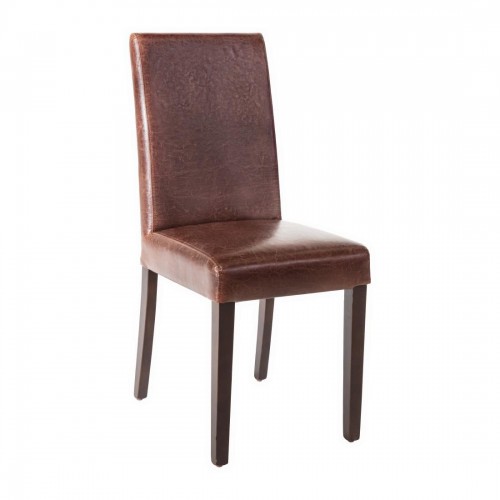 Bolero Faux Leather Dining Chair Antique Brown Pack of 2